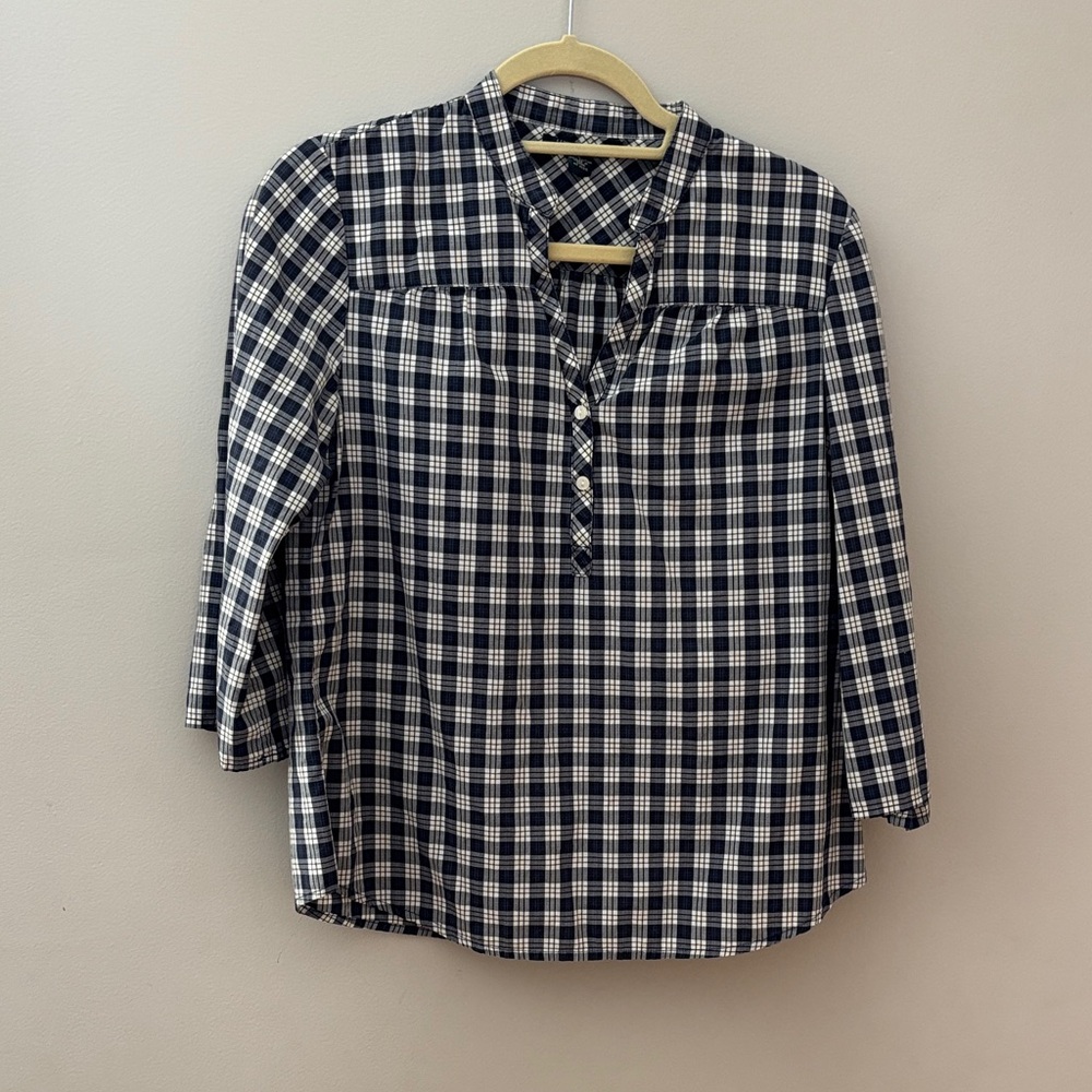 Lucky Brand navy and White Women's Top 3/4 sleeve size small